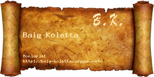 Baig Koletta névjegykártya